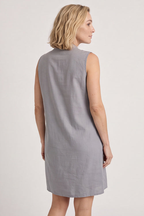 Ariyah Sleeveless Linen Tunic Mid Grey - Image 6
