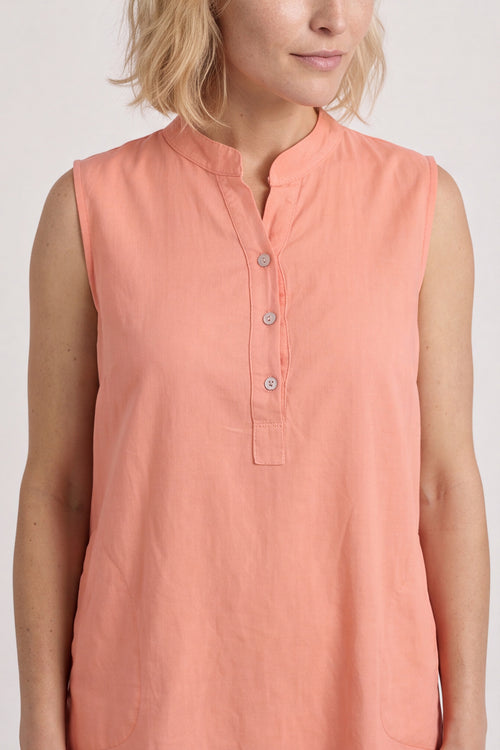 Ariyah Sleeveless Linen Tunic Orange - Image 3