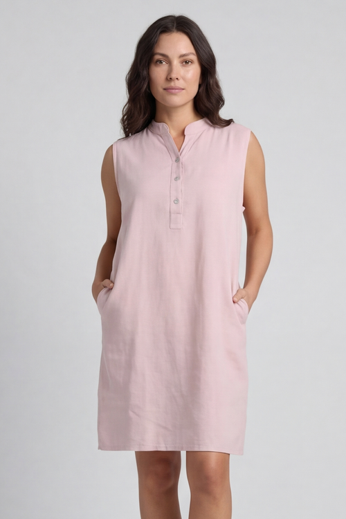 Ariyah Sleeveless Linen Tunic Pink - Image 1
