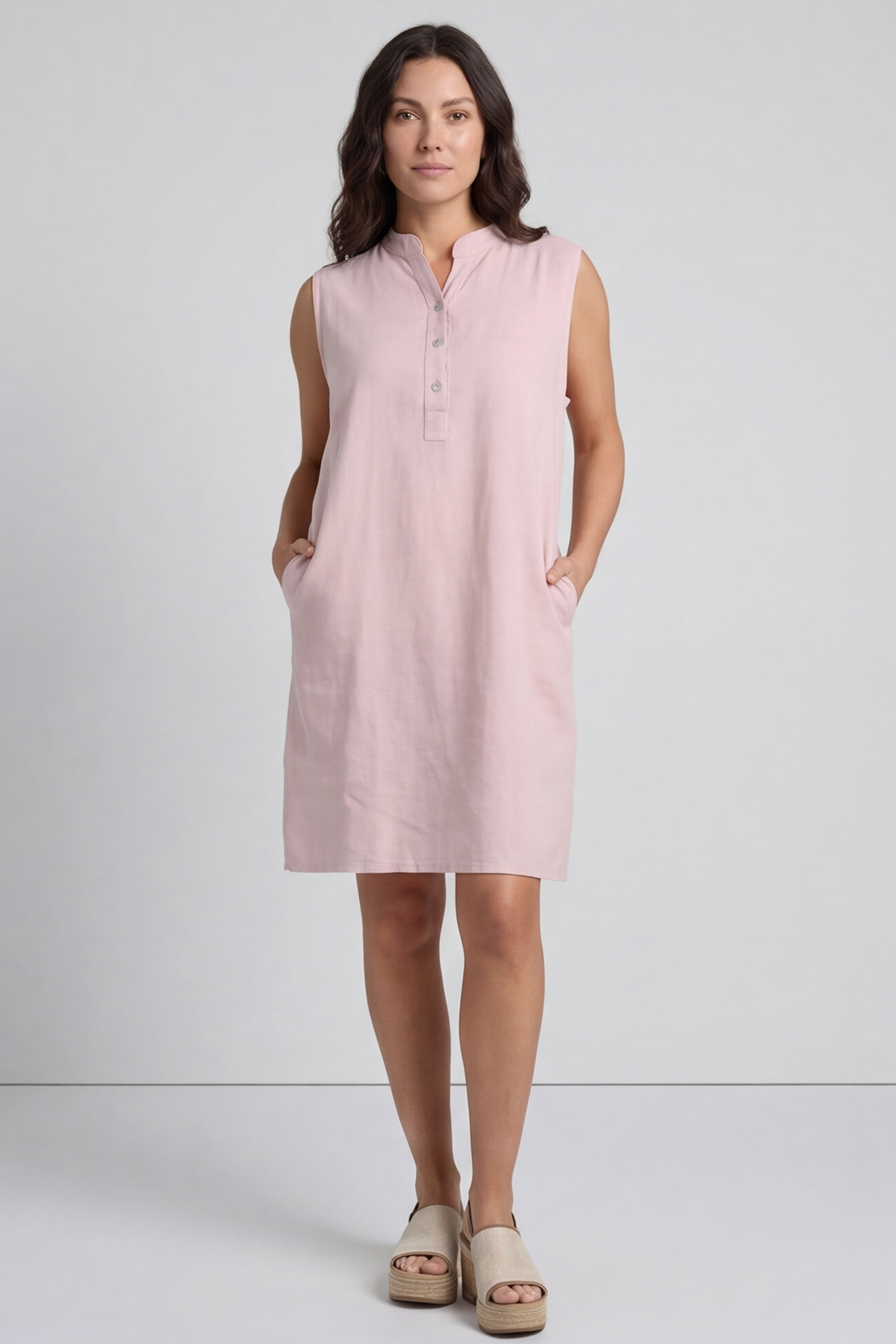 Ariyah Sleeveless Linen Tunic Pink