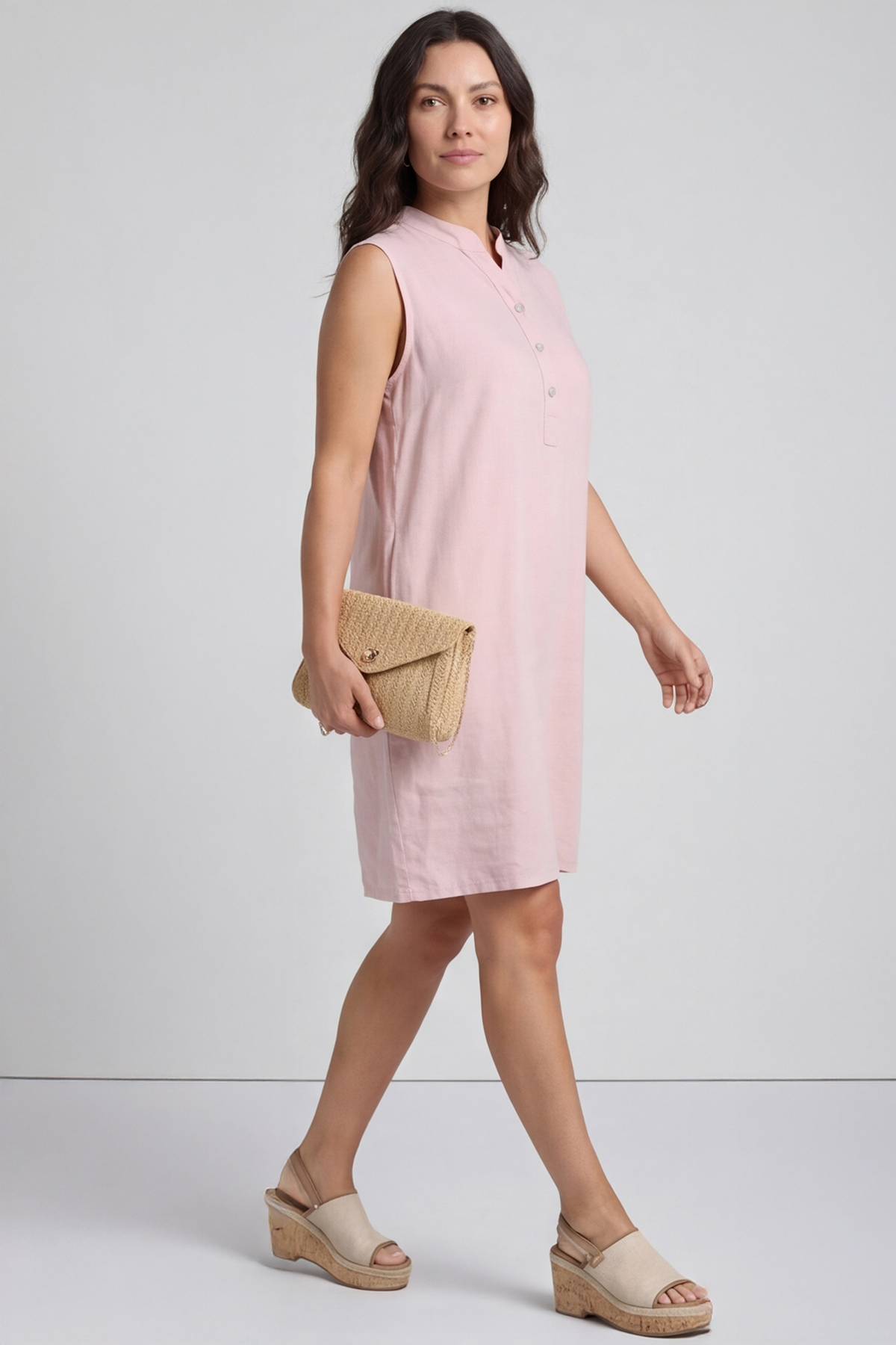 Ariyah Sleeveless Linen Tunic Pink