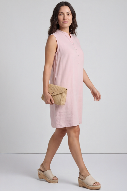Ariyah Sleeveless Linen Tunic Pink - Image 4