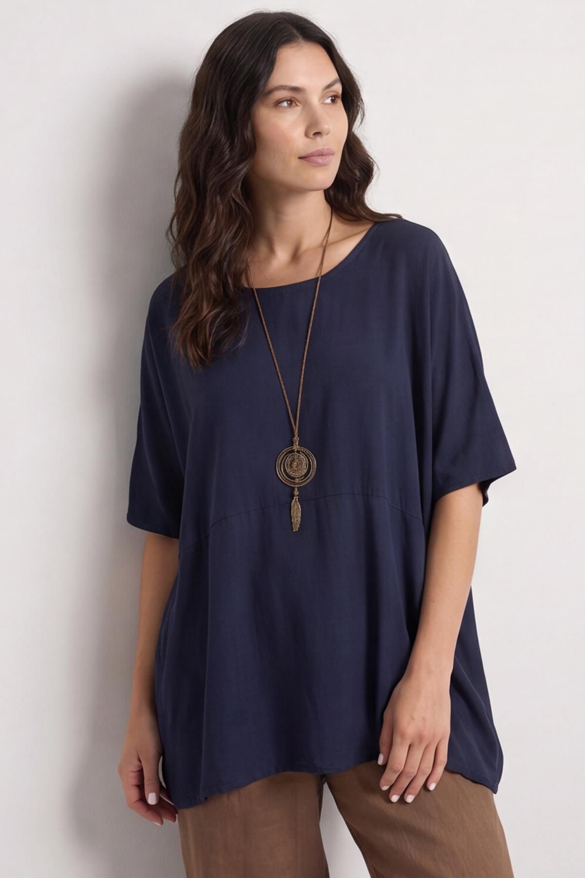Ashleigh Necklace Top Navy
