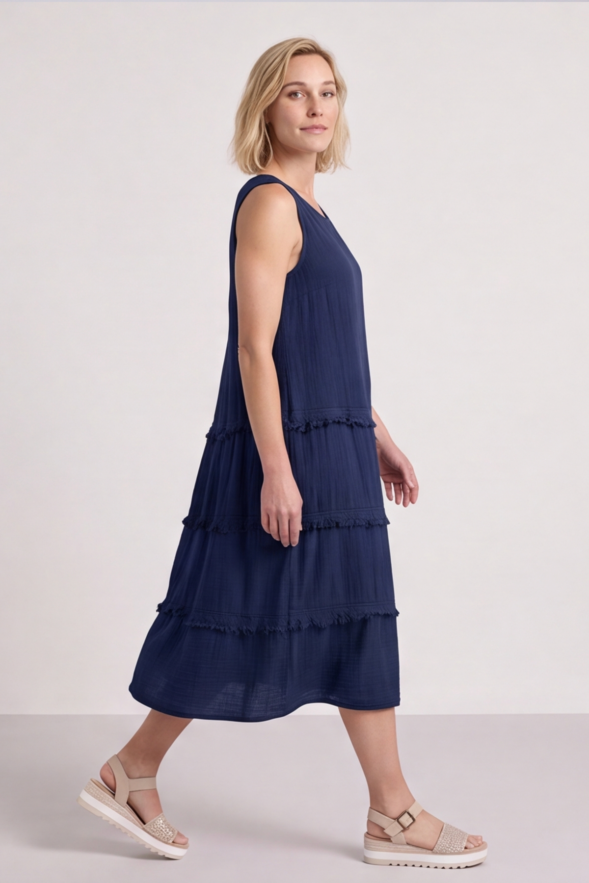 Alessia Cotton Swing Dress Navy