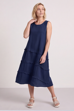 Alessia Cotton Swing Dress Navy