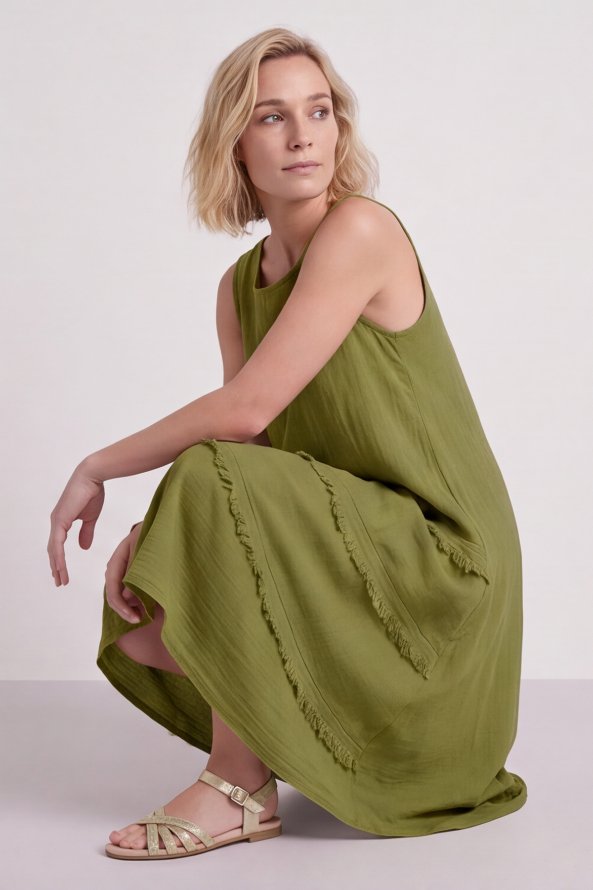 Alessia Cotton Swing Dress Olive
