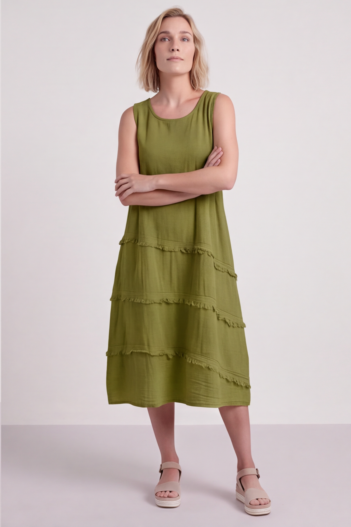Alessia Cotton Swing Dress Olive