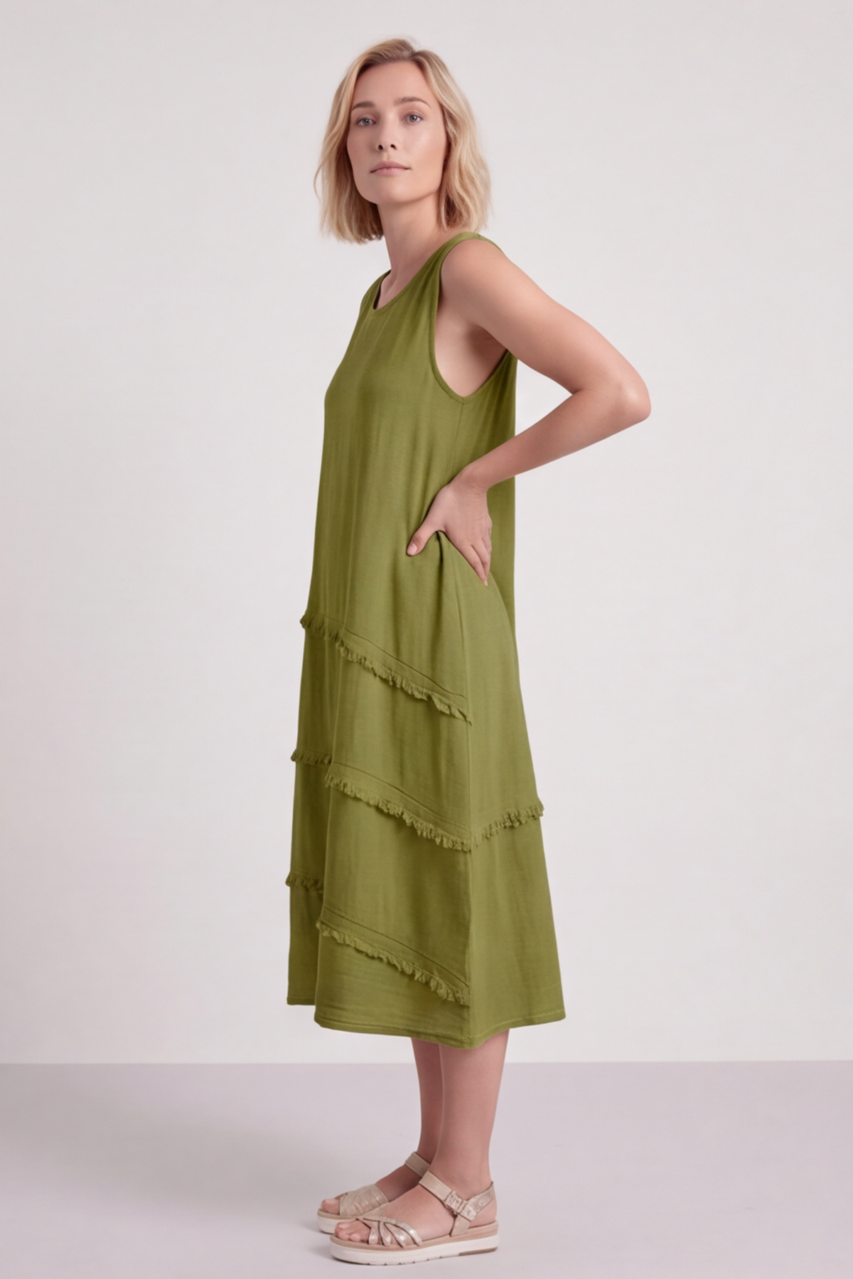 Alessia Cotton Swing Dress Olive
