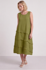 Alessia Cotton Swing Dress Olive Olive - Alessia Cotton Swing Dress Olive