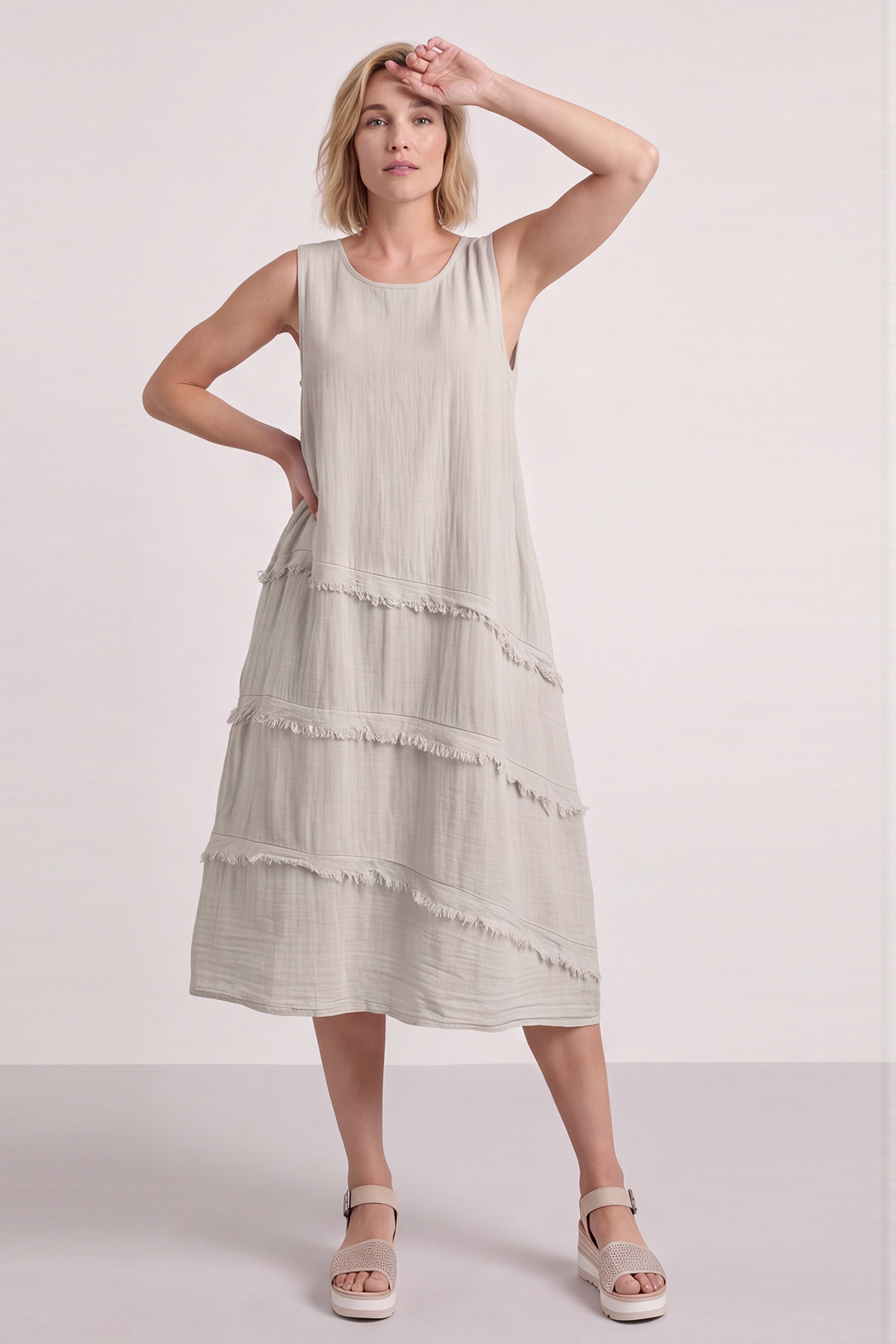 Alessia Cotton Swing Dress Stone