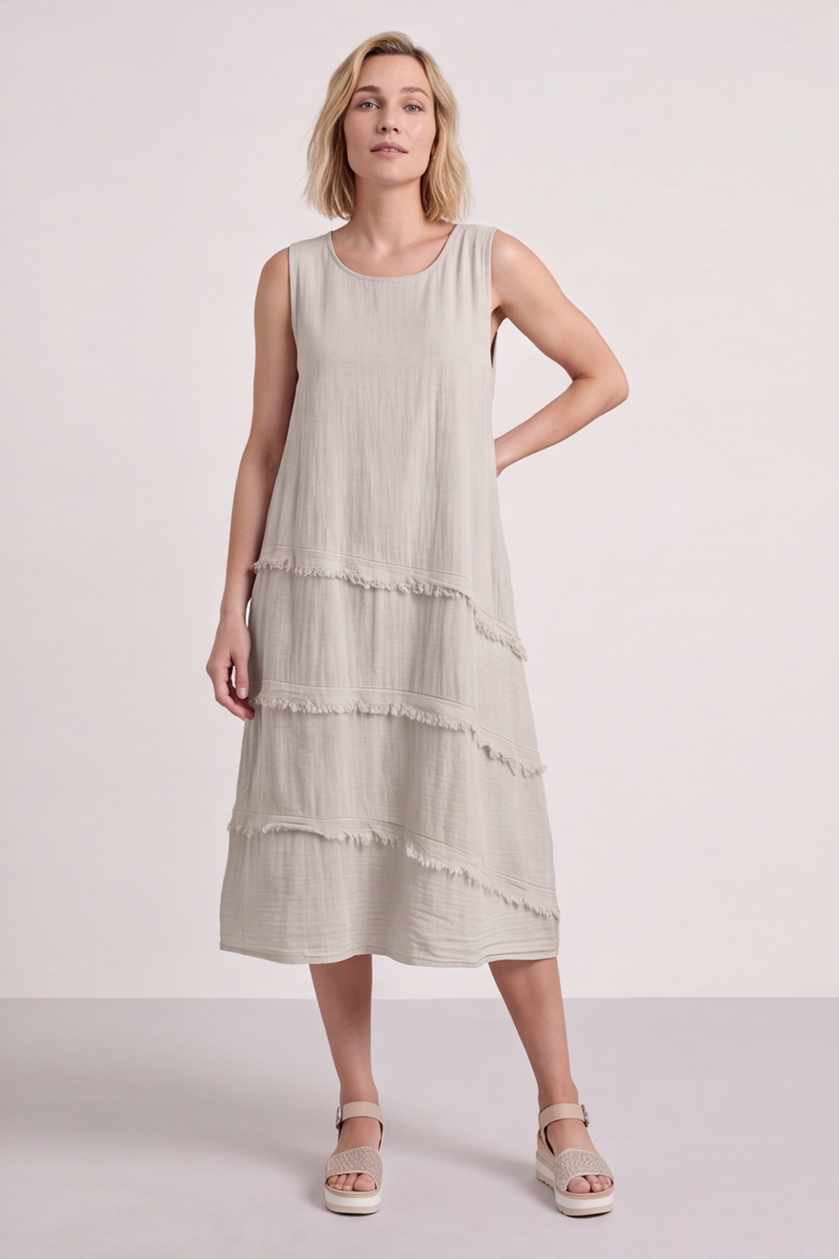 Alessia Cotton Swing Dress Stone