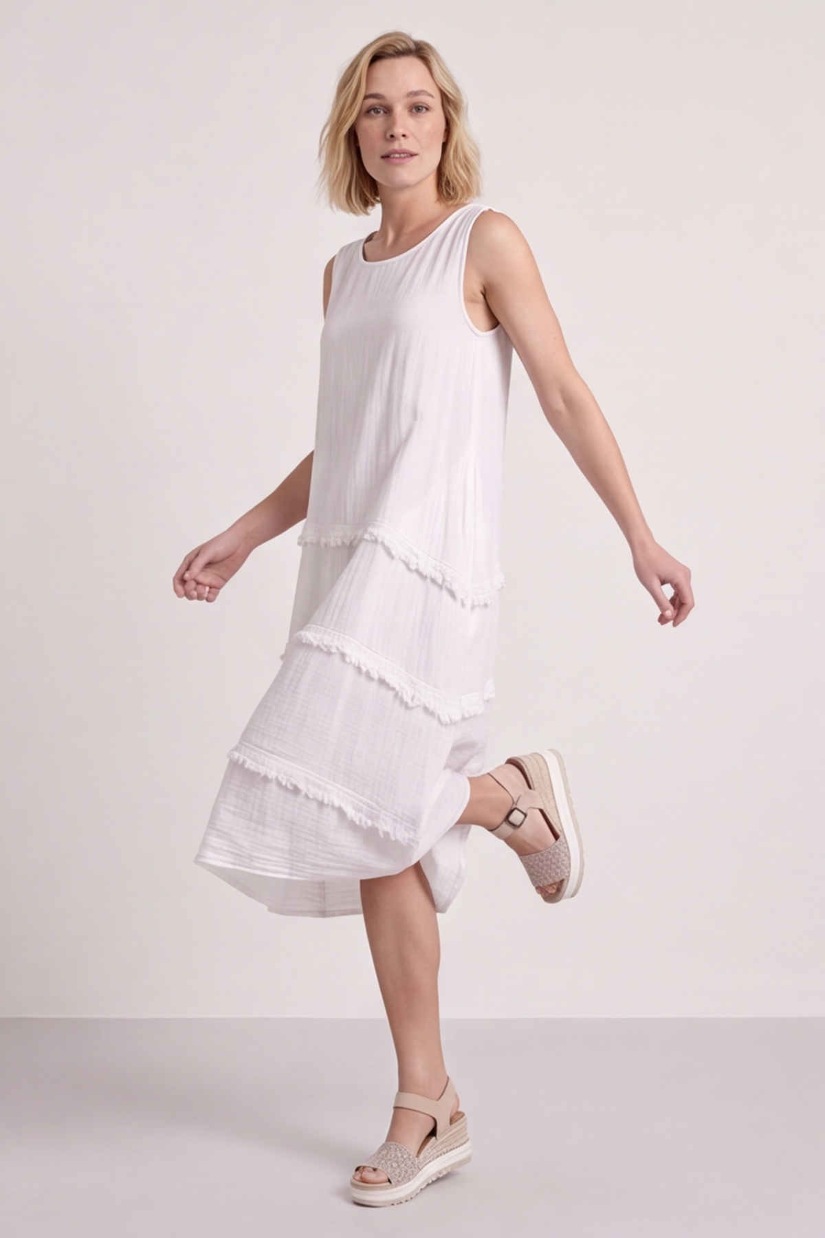 Alessia Cotton Swing Dress White