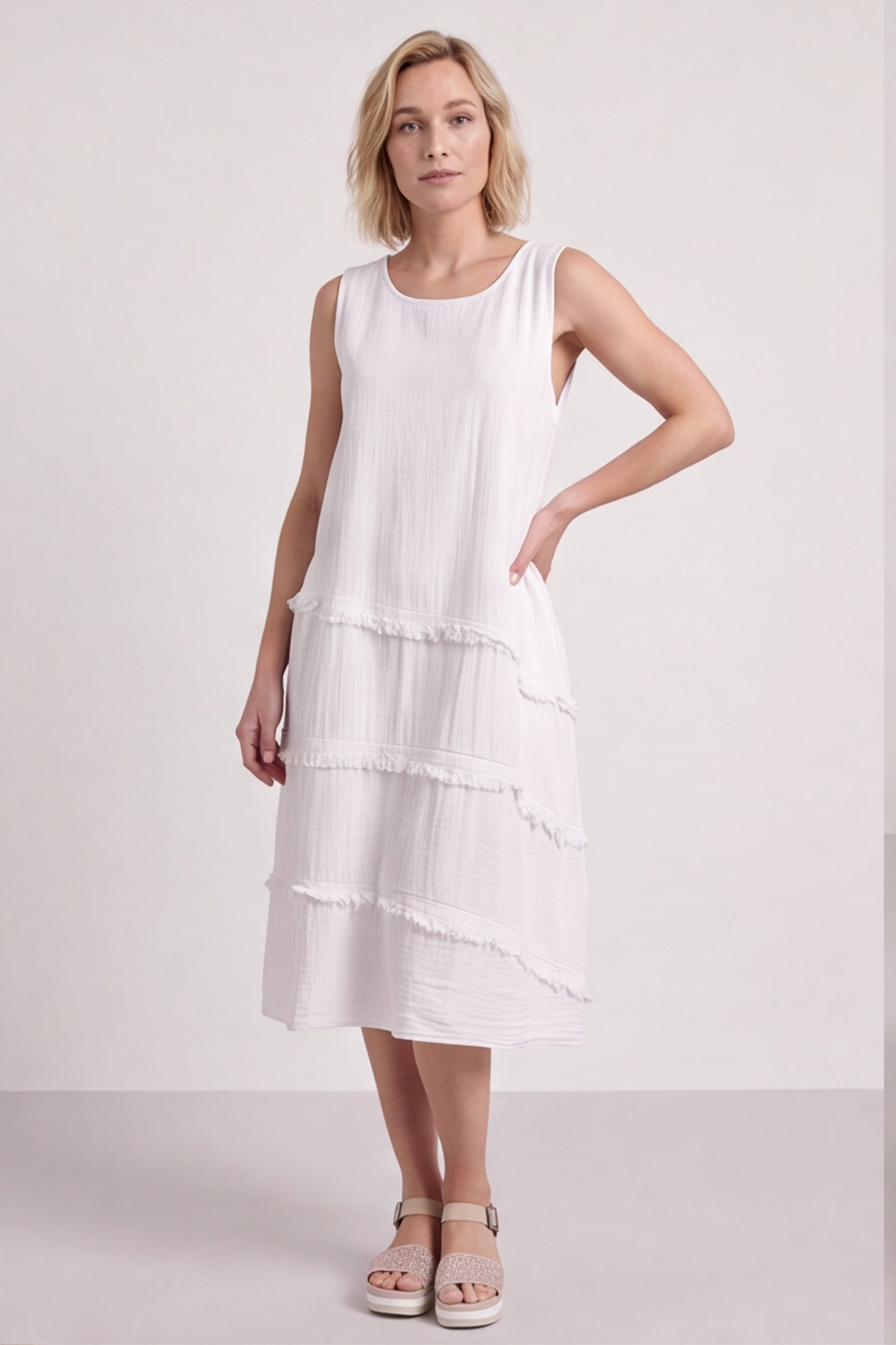 Alessia Cotton Swing Dress White