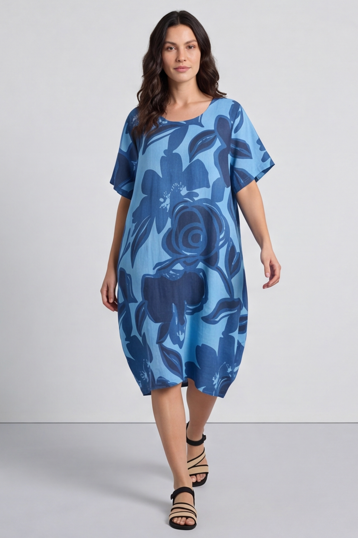 Aurora Linen Shift Dress Powder Blue