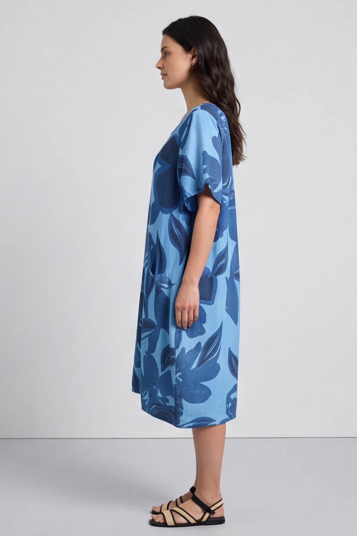 Aurora Linen Shift Dress Powder Blue