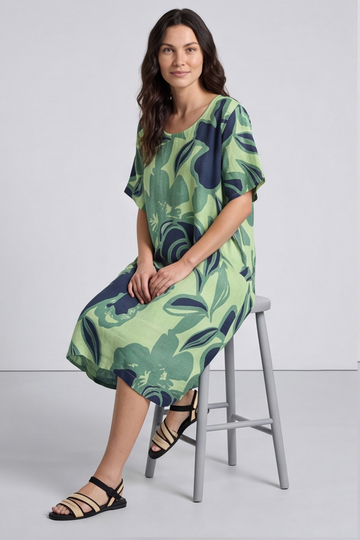 Aurora Linen Shift Dress Mint Green