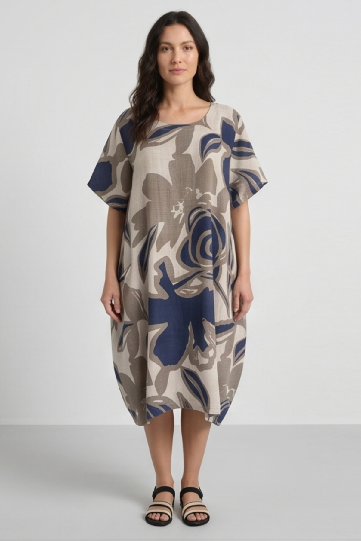 Aurora Linen Shift Dress Stone