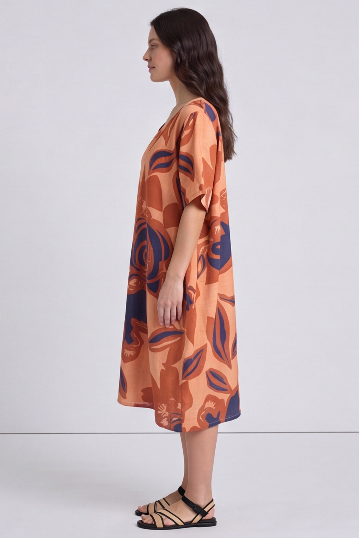 Aurora Linen Shift Dress Light Orange