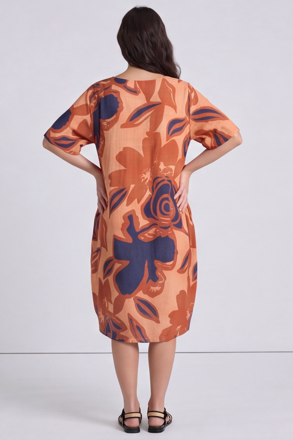 Aurora Linen Shift Dress Light Orange