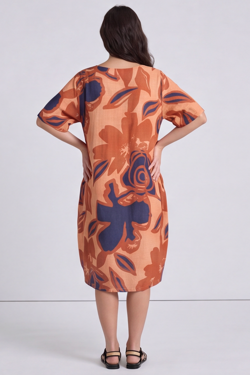Aurora Linen Shift Dress Light Orange - Image 2