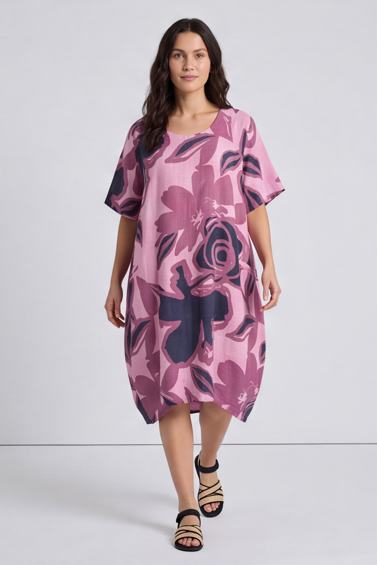 Aurora Linen Shift Dress Confetto Pink