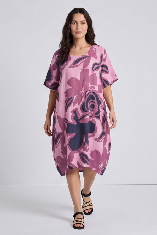 Aurora Linen Shift Dress Confetto Pink - Image 5