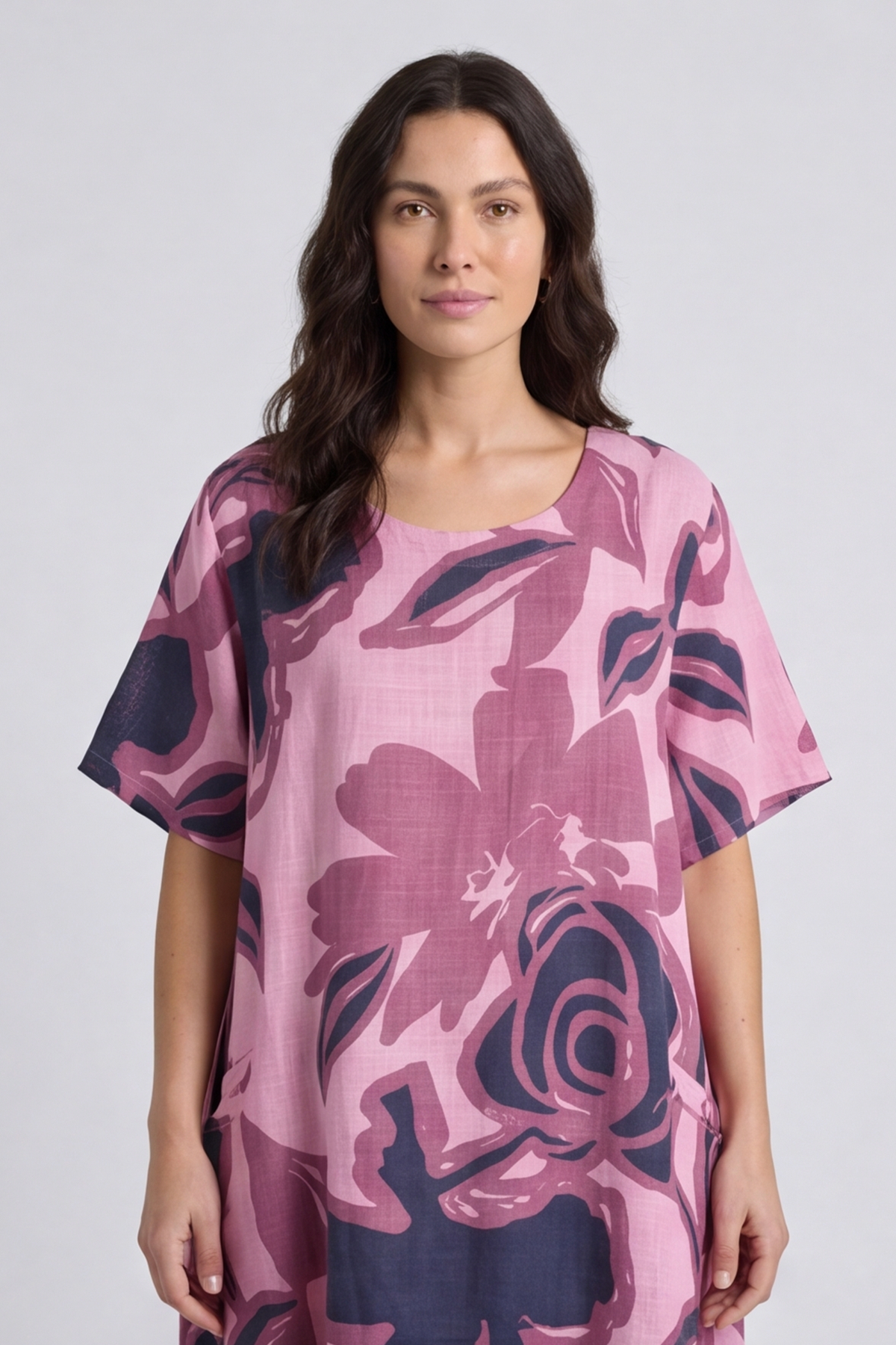 Aurora Linen Shift Dress Confetto Pink