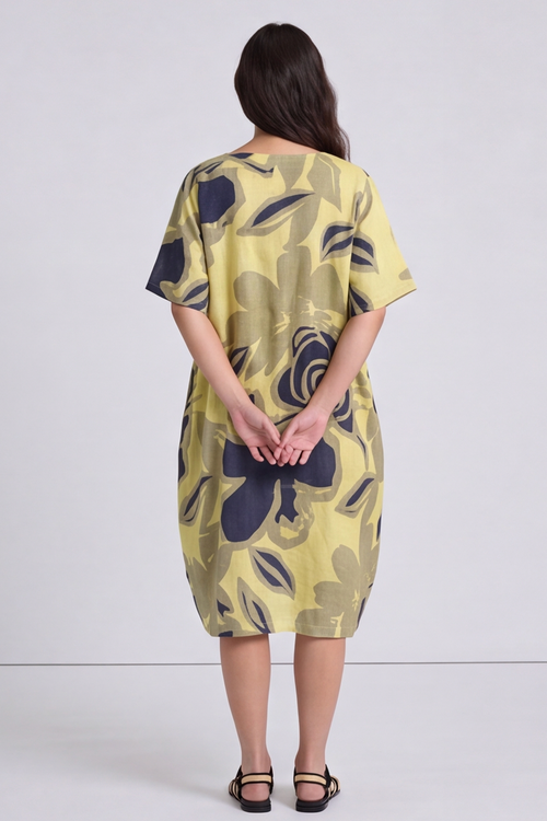 Aurora Linen Shift Dress Elfin Yellow - Image 2