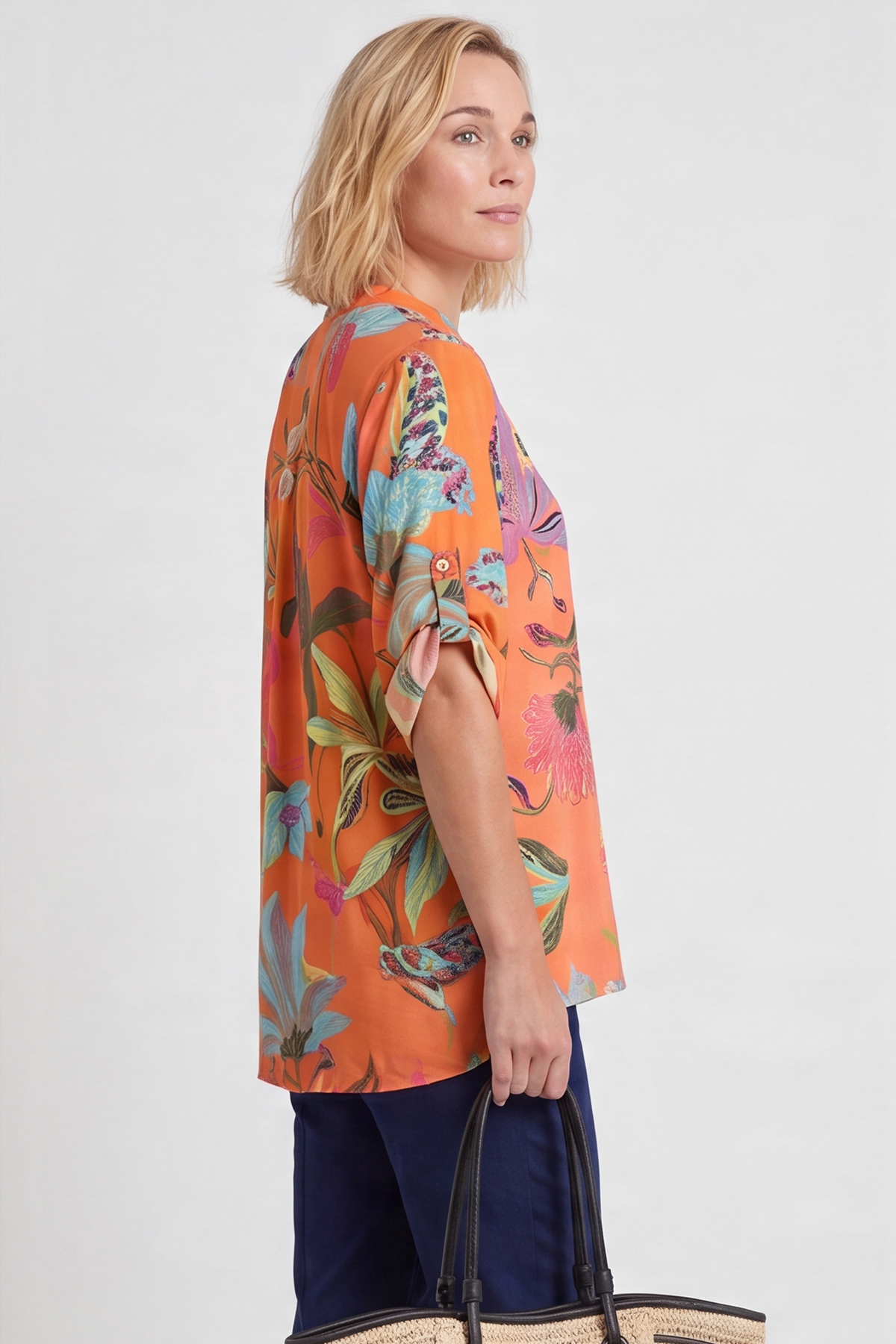 Avis Botanical Print Top Coral