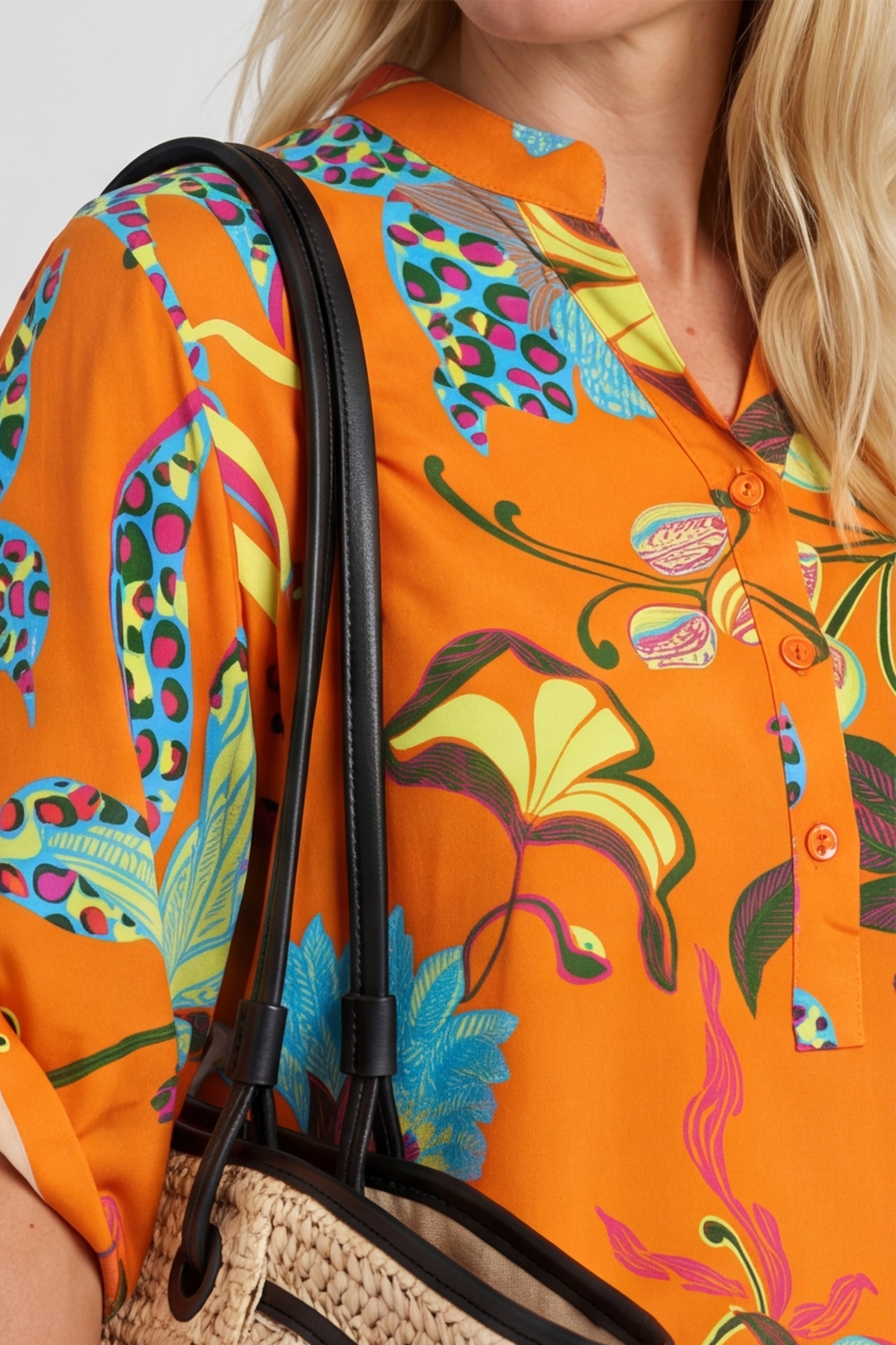 Avis Botanical Print Top Orange