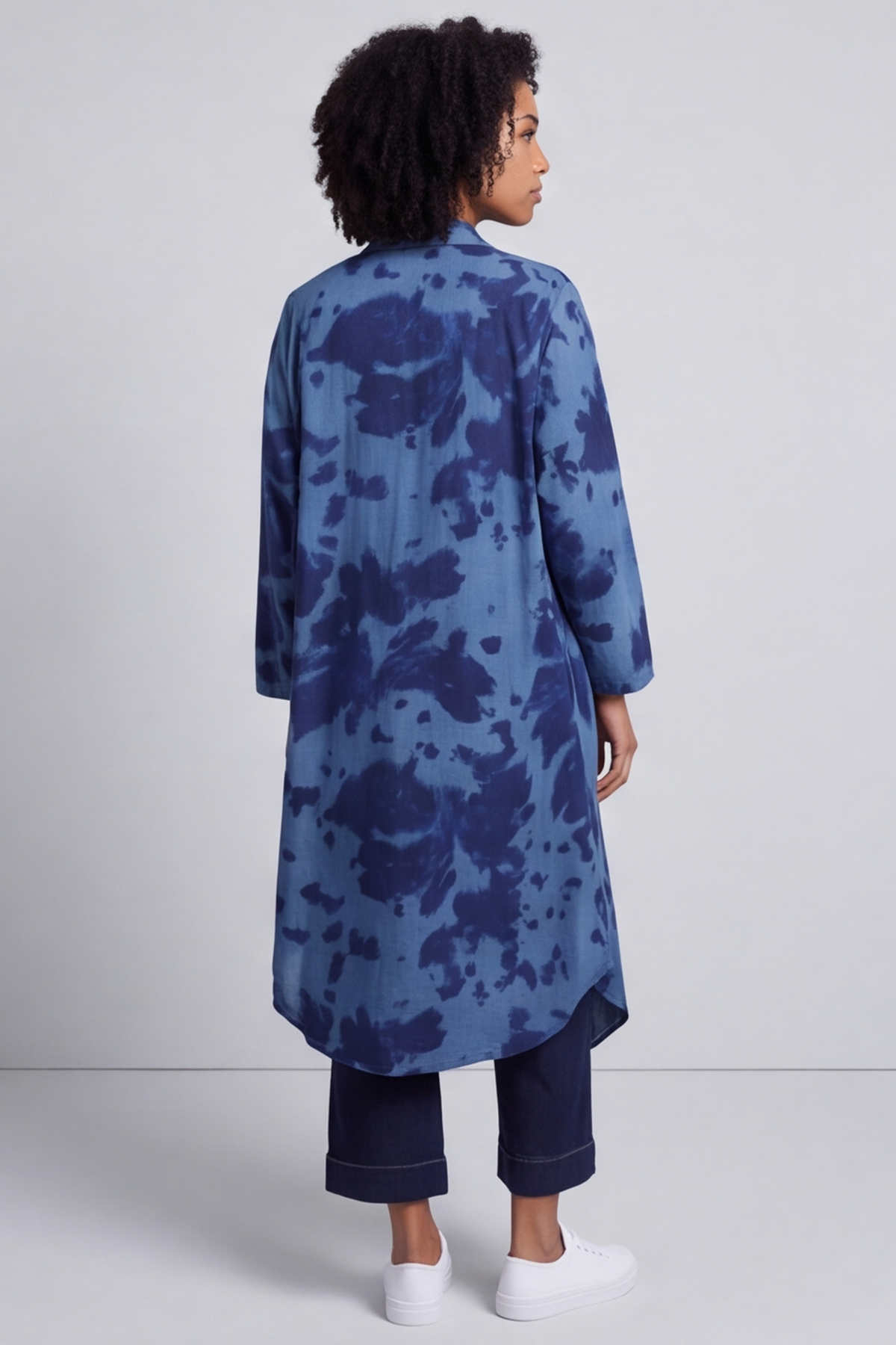 Avice Ink Print Linen Jacket Blue