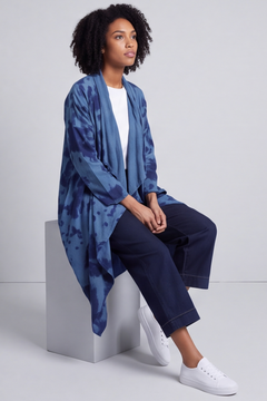 Avice Ink Print Linen Jacket Blue