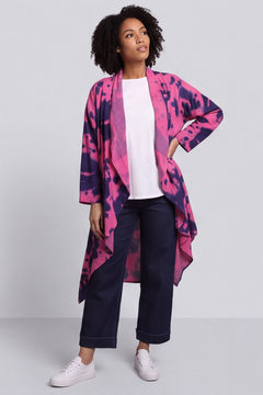 Avice Ink Print Linen Jacket Fuchsia