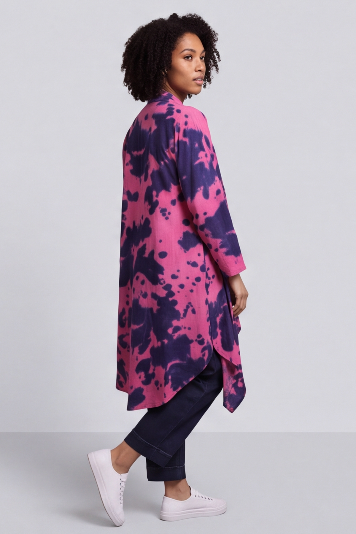 Avice Ink Print Linen Jacket Fuchsia