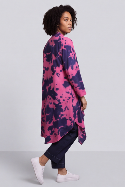Avice Ink Print Linen Jacket Fuchsia - Image 3