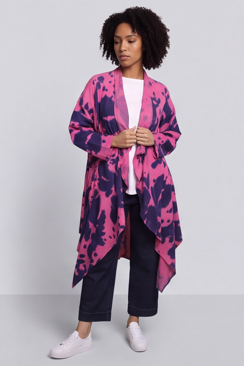 Avice Ink Print Linen Jacket Fuchsia - Image 5