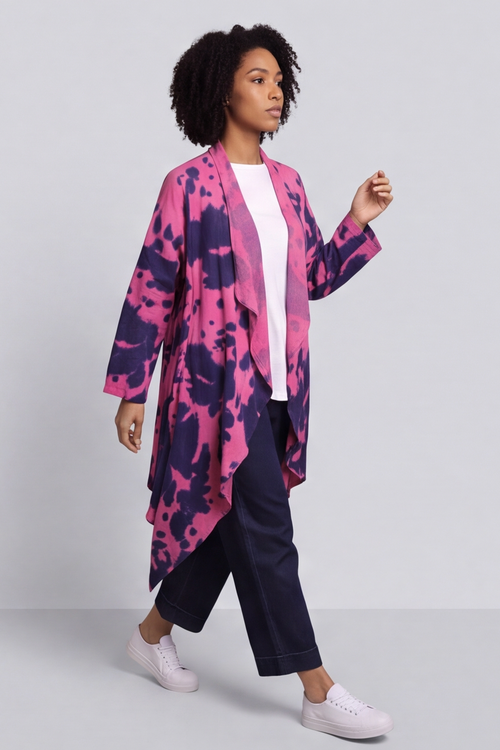 Avice Ink Print Linen Jacket Fuchsia - Image 6