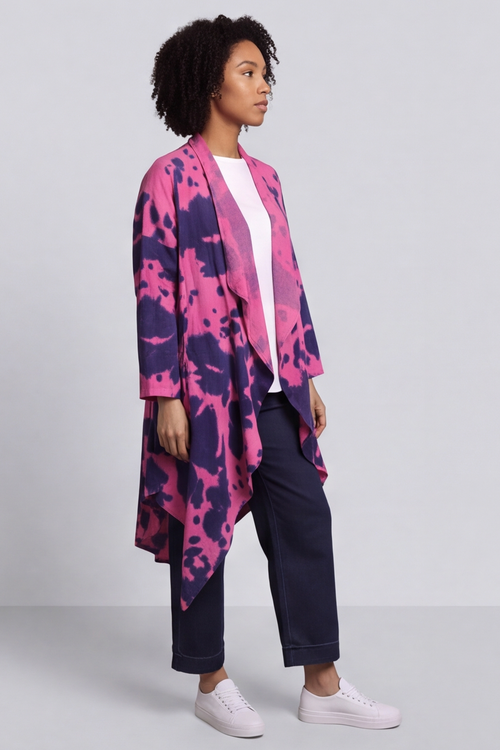 Avice Ink Print Linen Jacket Fuchsia - Image 2