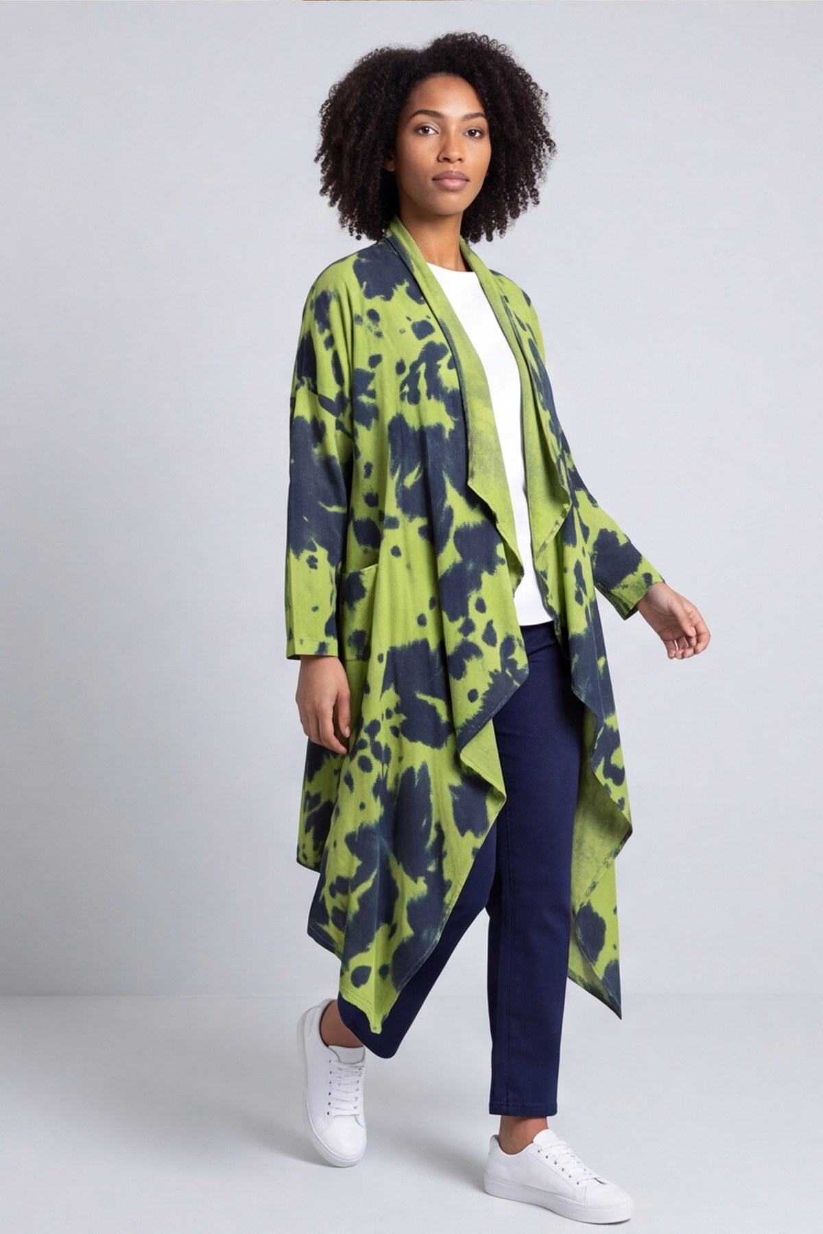 Avice Ink Print Linen Jacket Green