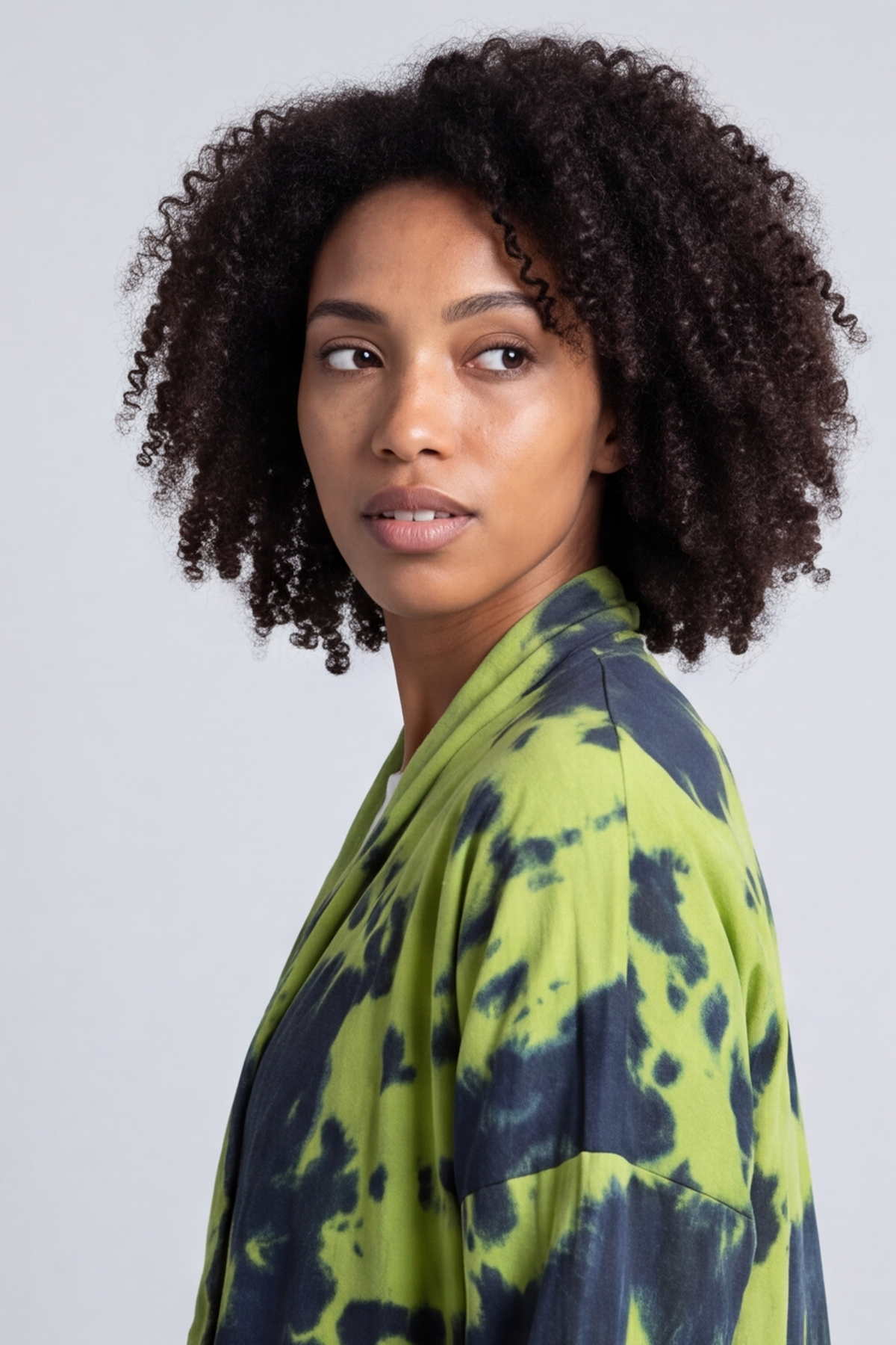 Avice Ink Print Linen Jacket Green