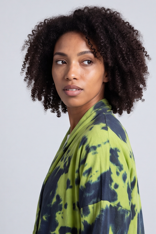 Avice Ink Print Linen Jacket Green - Image 3