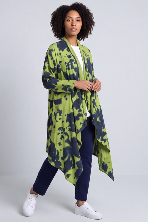 Avice Ink Print Linen Jacket Green - Image 4