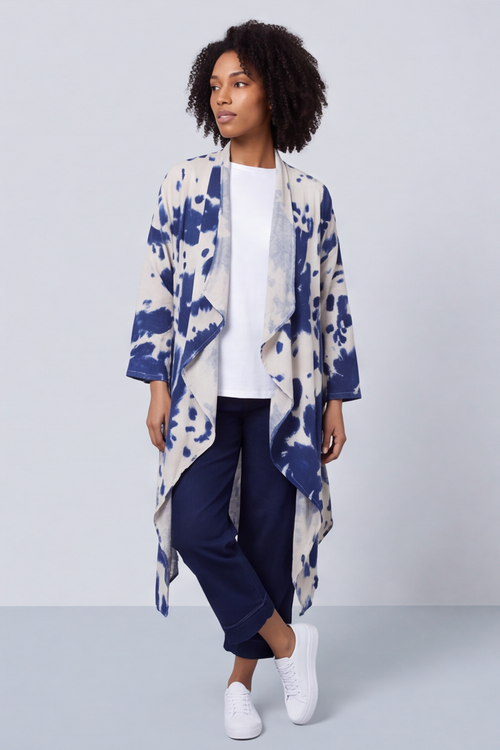 Avice Ink Print Linen Jacket Stone - Image 2