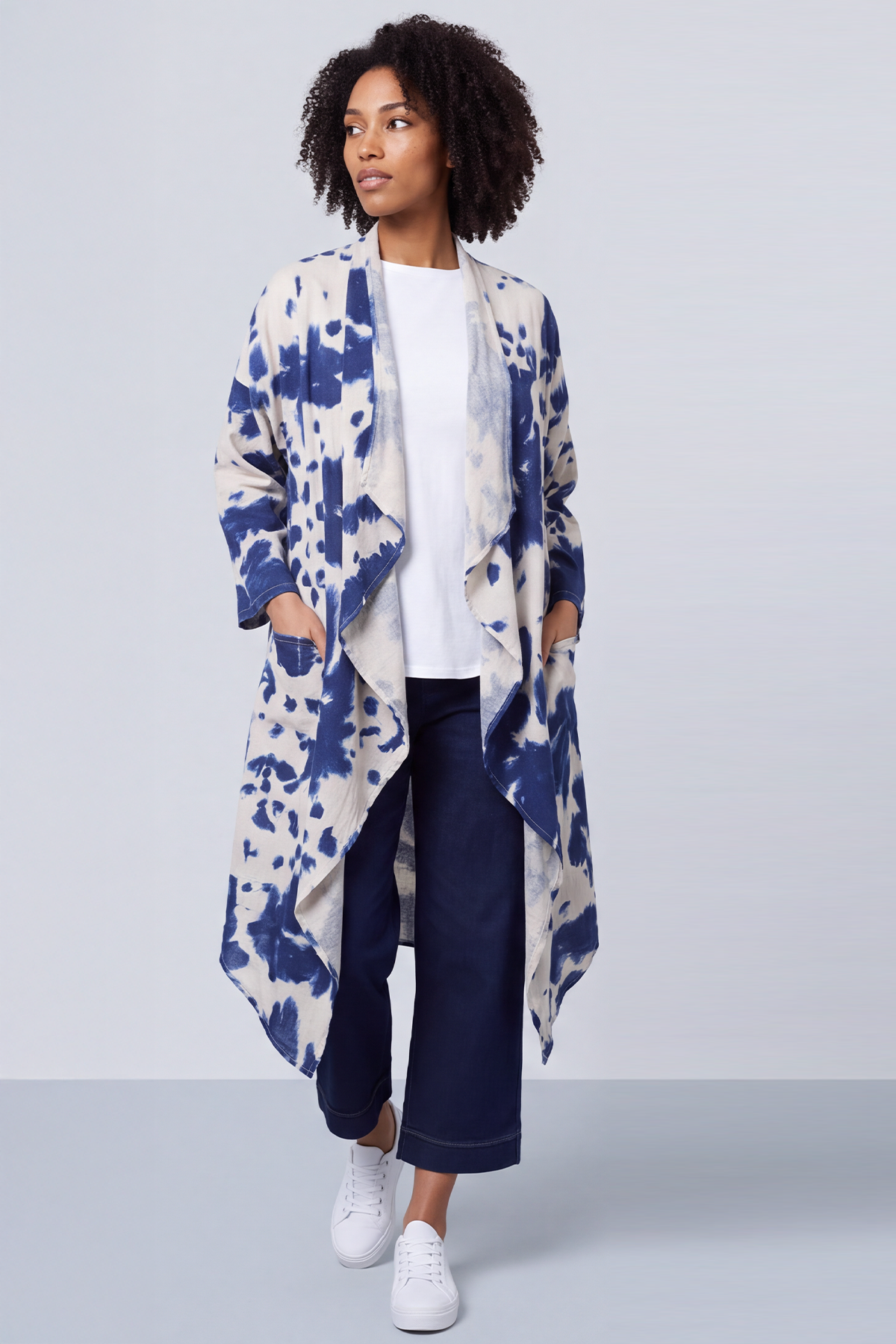 Avice Ink Print Linen Jacket Stone