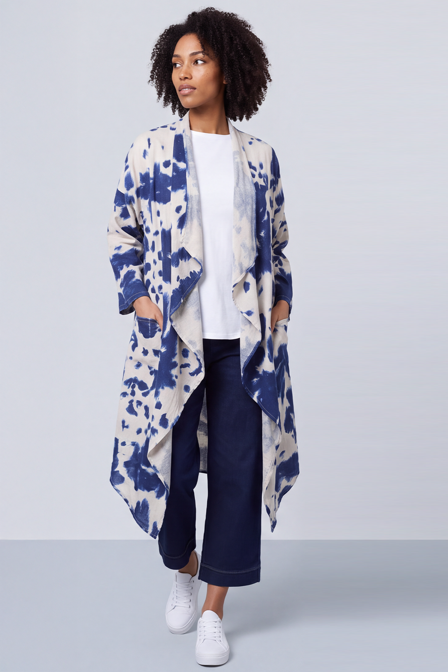 Avice Ink Print Linen Jacket Stone