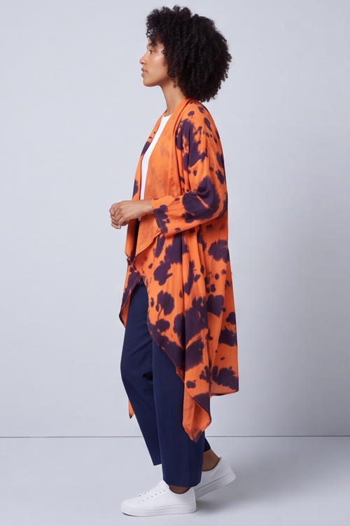 Avice Ink Print Linen Jacket Orange - Image 4