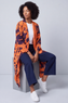 Avice Ink Print Linen Jacket Orange