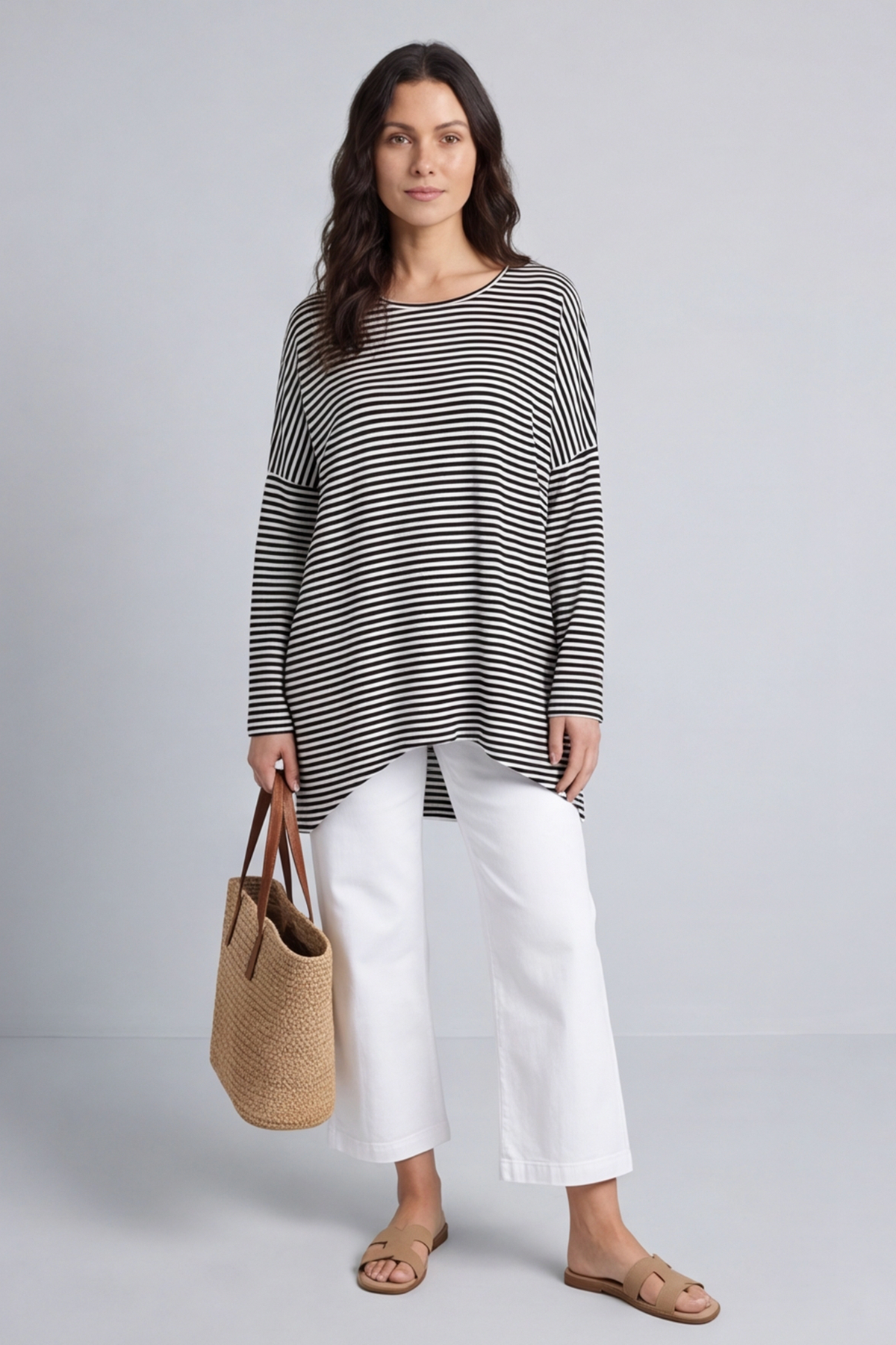 Avril Stripe Slouch Top Black