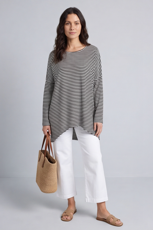 Avril Stripe Slouch Top Black - Image 3