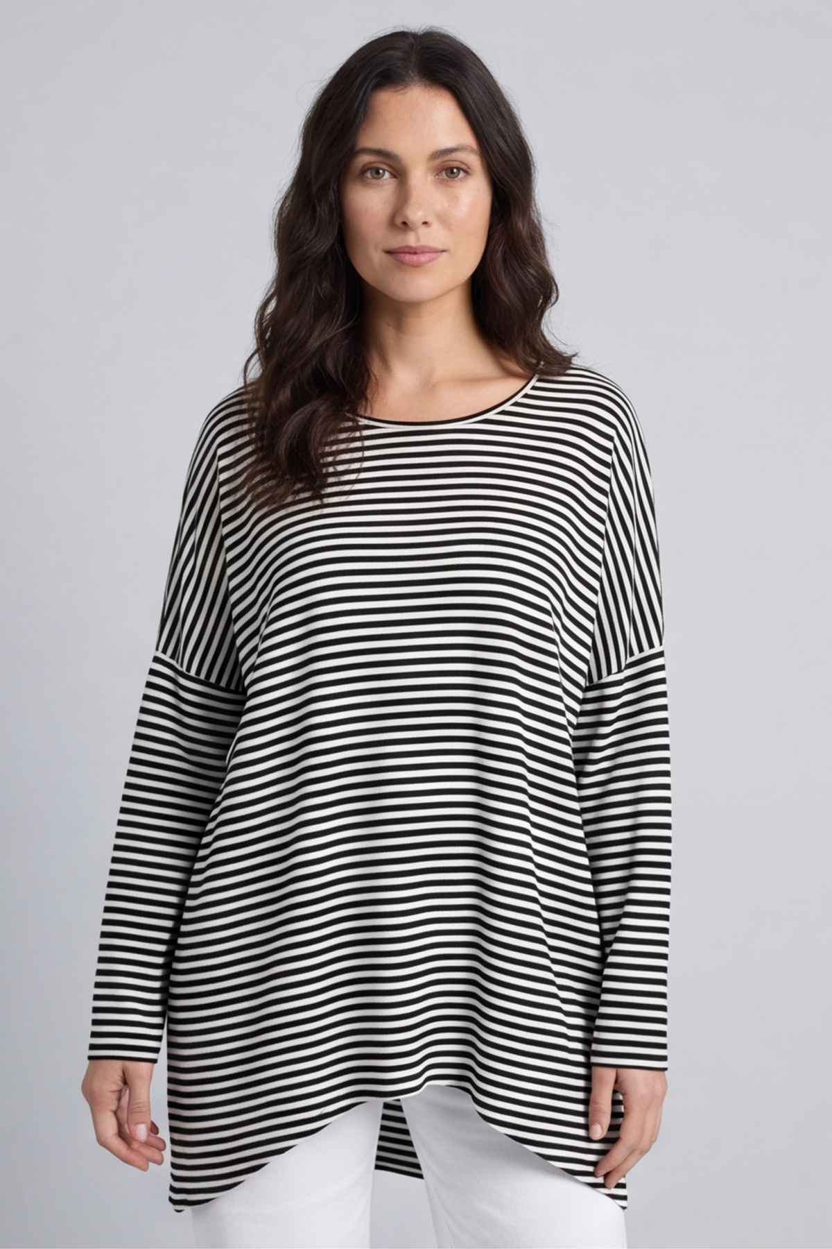 Avril Stripe Slouch Top Black